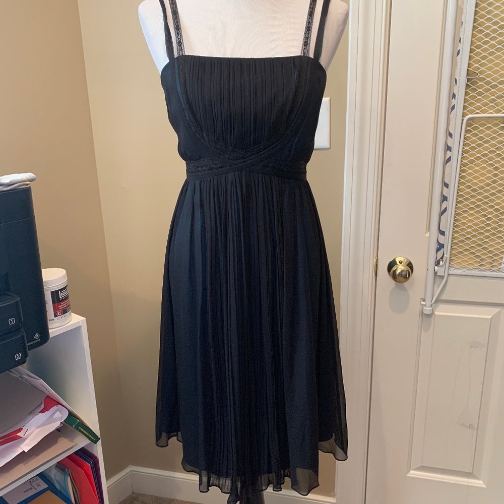 Laundry by Shelli Segal Dress 100% Silk Black Blue